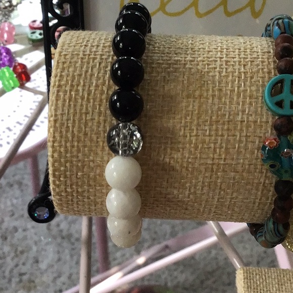 Yin Yang Stretchy Cord Bracelet! HandCrafted by me! - Picture 3 of 3
